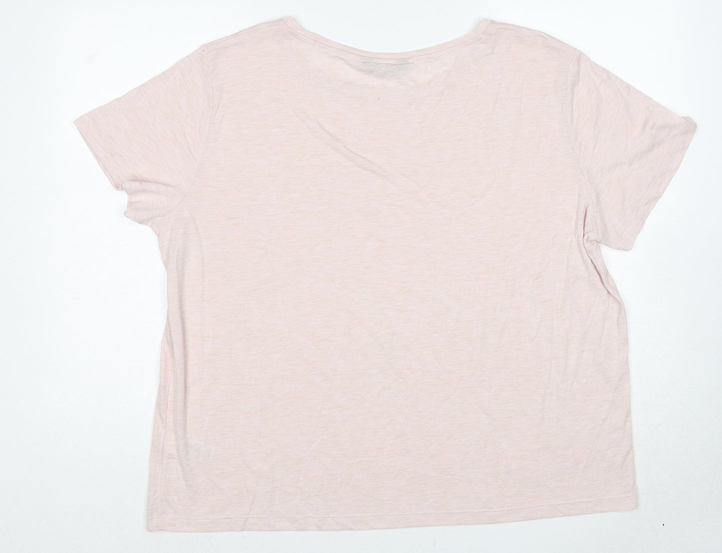 Marks and Spencer Womens Pink Polyester Basic T-Shirt Size 18 Boat Neck
