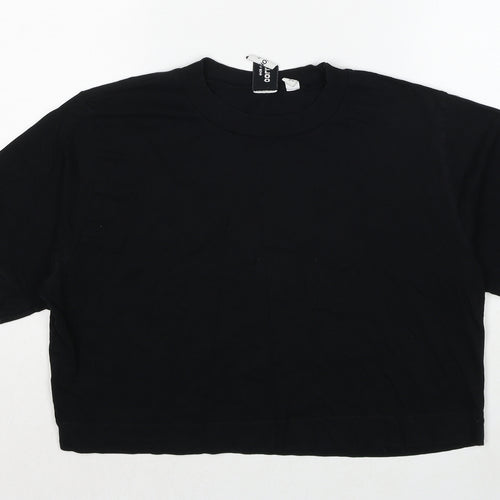COLLUSION Womens Black Cotton Basic T-Shirt Size 12 Crew Neck