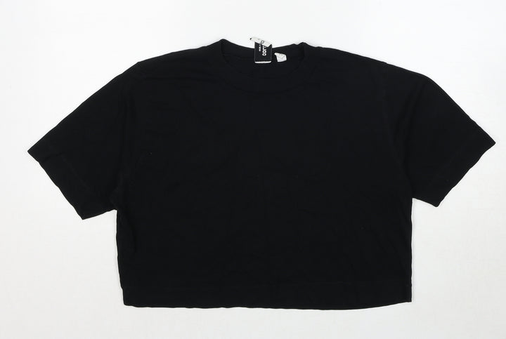 COLLUSION Womens Black Cotton Basic T-Shirt Size 12 Crew Neck