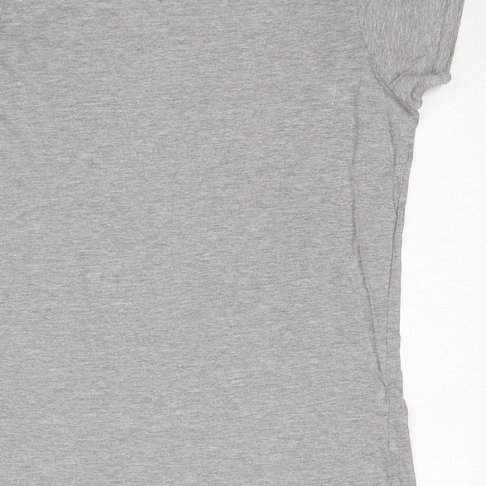 Love Island Womens Grey Cotton Basic T-Shirt Size 14 Crew Neck - Slogan