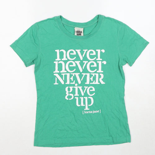 Lorna Jane Womens Green Cotton Basic T-Shirt Size XS Crew Neck - Slogan