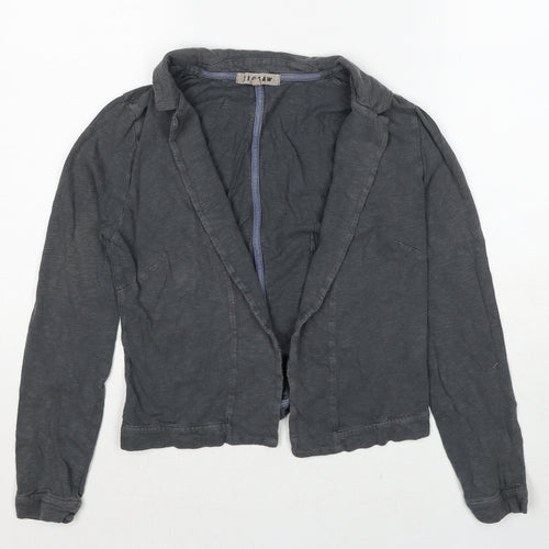 Jigsaw Womens Grey Collared Cotton Cardigan Jumper Size S