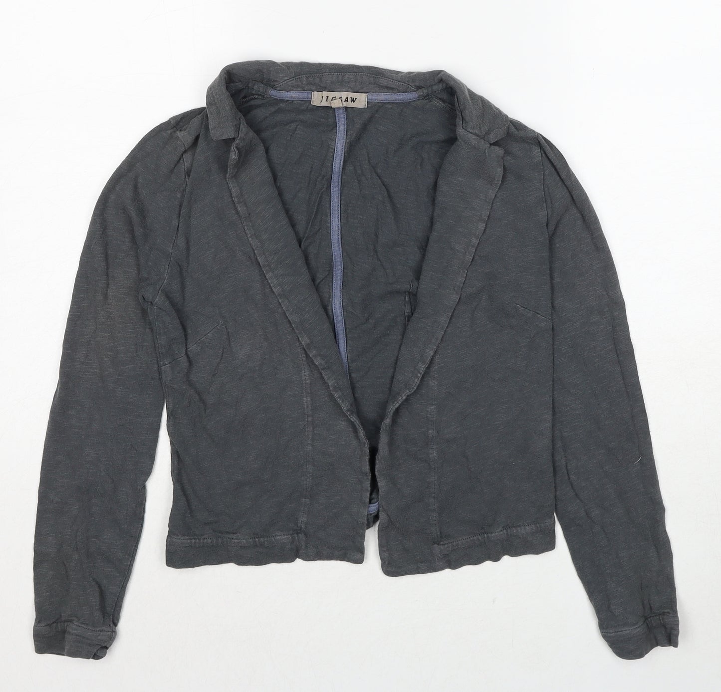 Jigsaw Womens Grey Collared Cotton Cardigan Jumper Size S