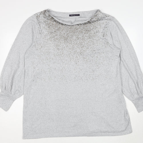 Marks and Spencer Womens Grey Boat Neck Polyester Pullover Jumper Size 20