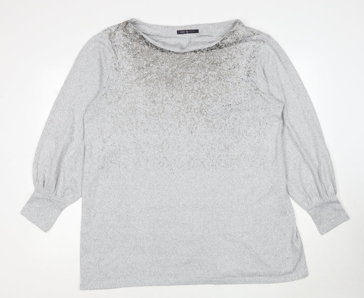 Marks and Spencer Womens Grey Boat Neck Polyester Pullover Jumper Size 20