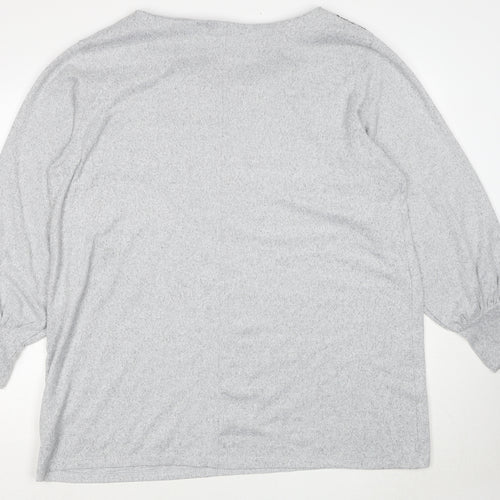 Marks and Spencer Womens Grey Boat Neck Polyester Pullover Jumper Size 20
