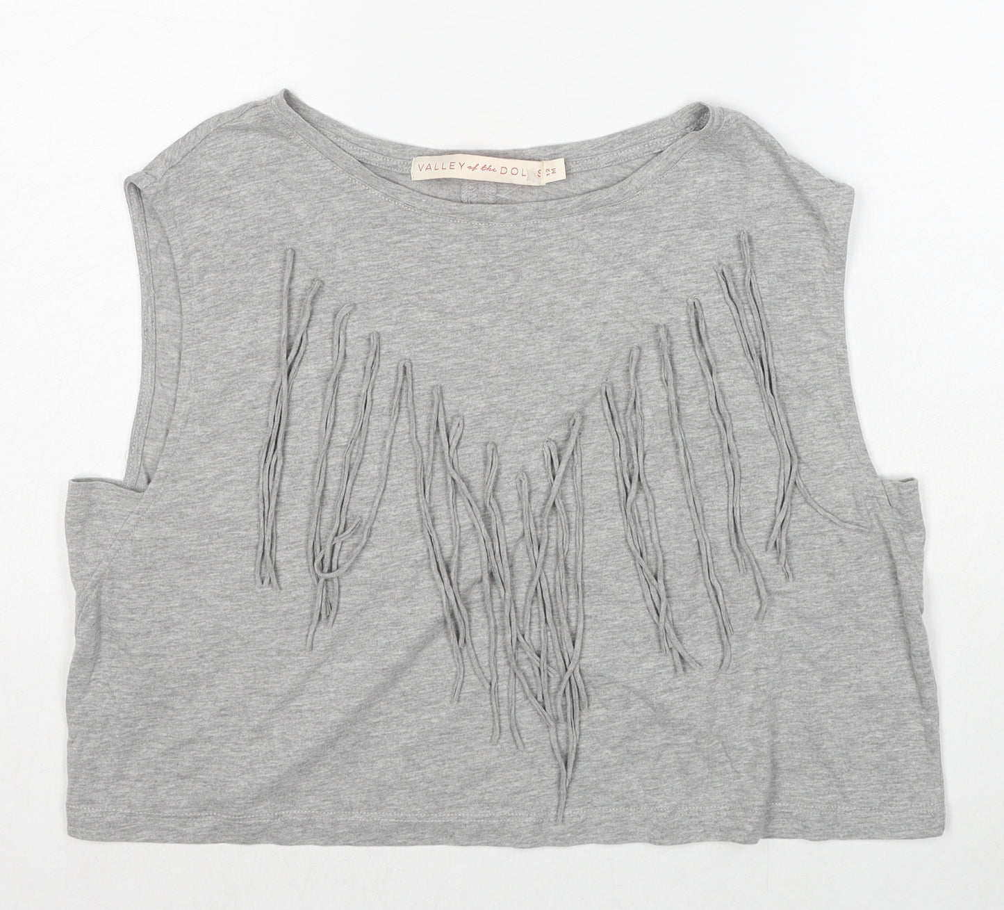 Valley Of The Dools Womens Grey Cotton Basic T-Shirt Size 12 Boat Neck