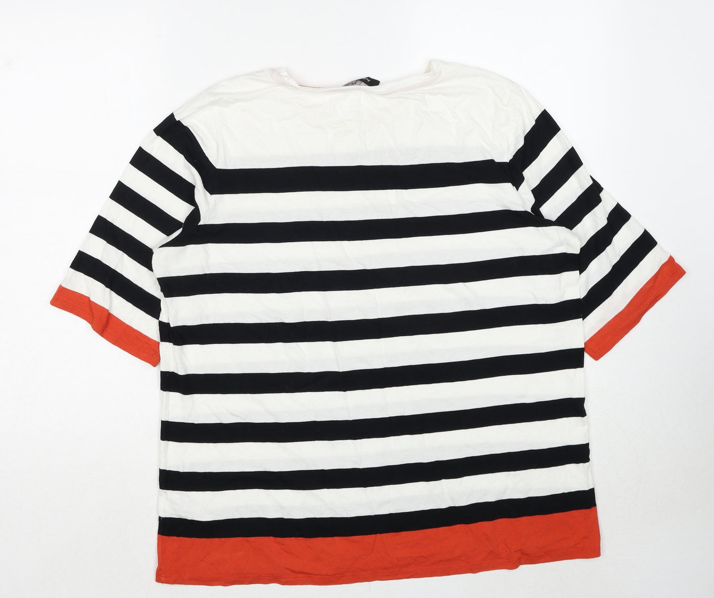 Autograph Womens Multicoloured Striped Viscose Basic T-Shirt Size 16 Round Neck