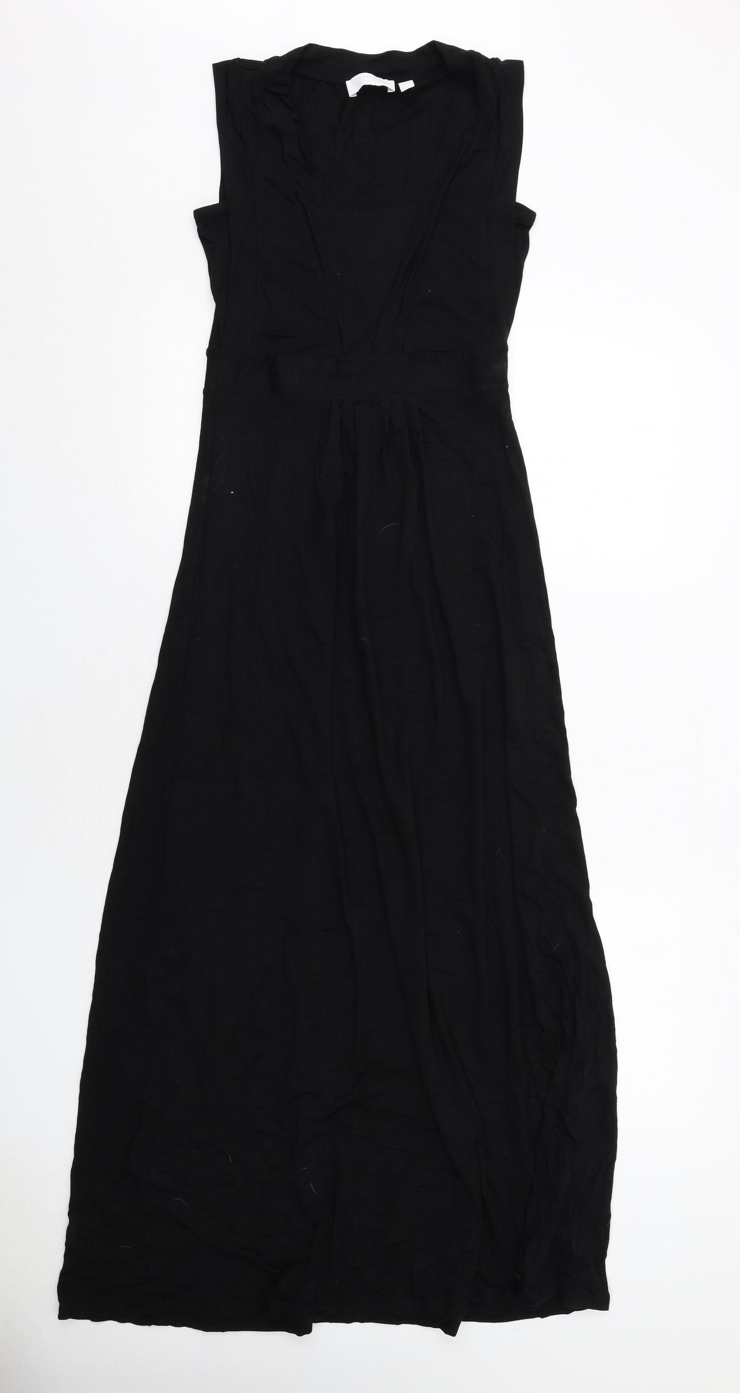 The White Company Womens Black Viscose Maxi Size 8 Round Neck Pullover