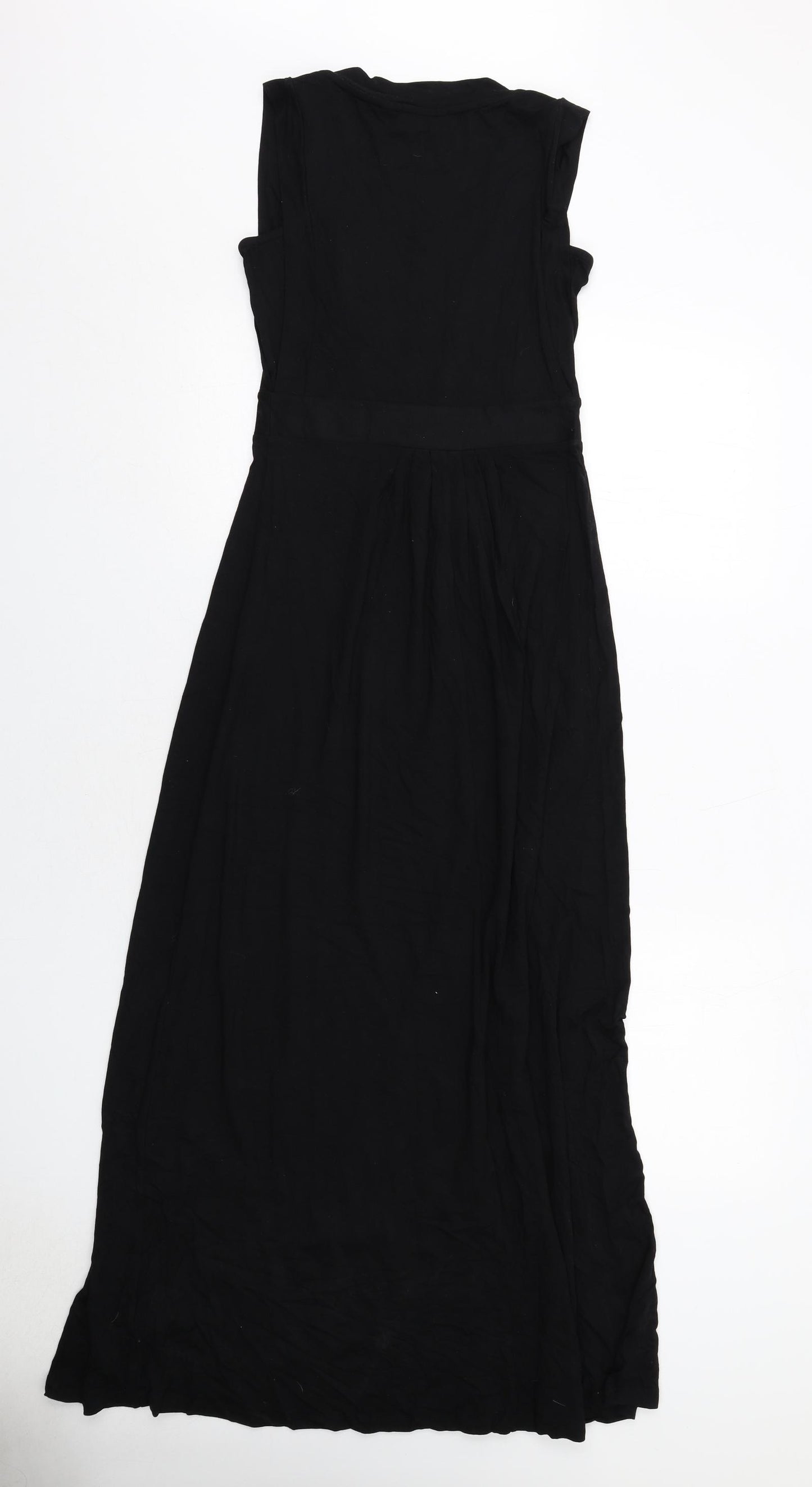 The White Company Womens Black Viscose Maxi Size 8 Round Neck Pullover