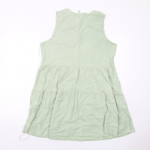 Missguided Womens Green Cotton Trapeze & Swing Size 12 V-Neck Pullover