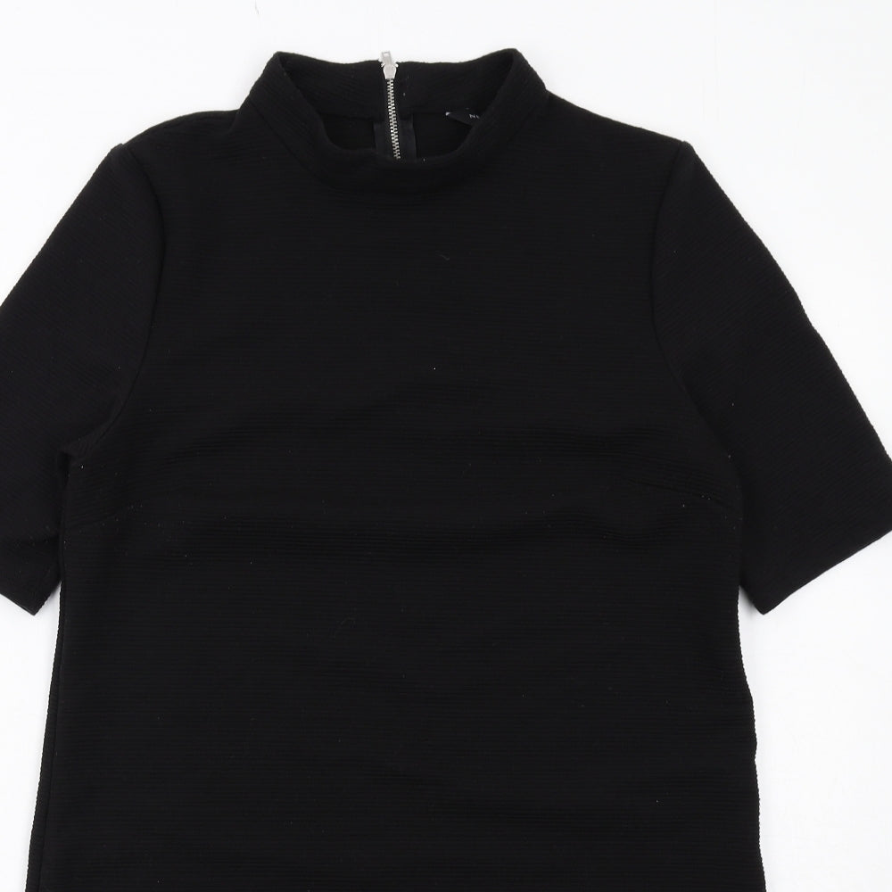 New Look Womens Black Polyester A-Line Size 12 Round Neck Zip