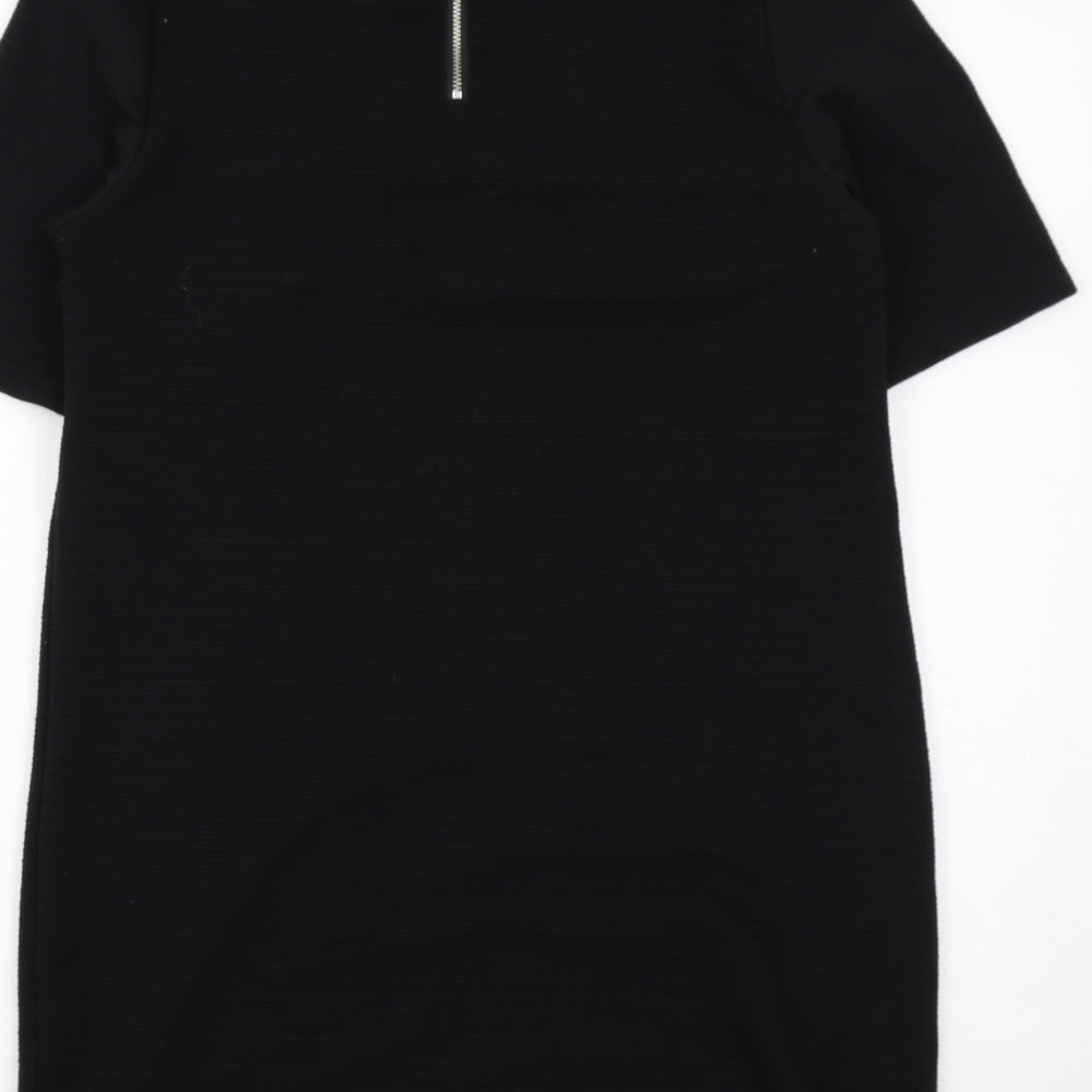 New Look Womens Black Polyester A-Line Size 12 Round Neck Zip