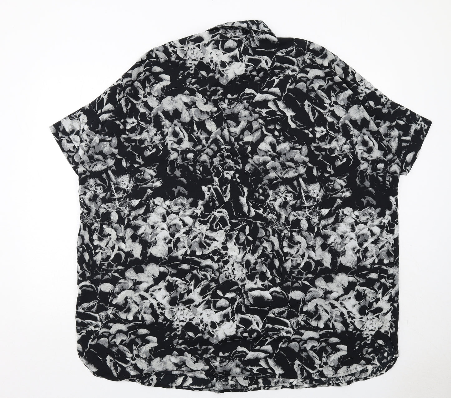 ASOS Womens Black Geometric Polyester Basic Button-Up Size 12 Collared