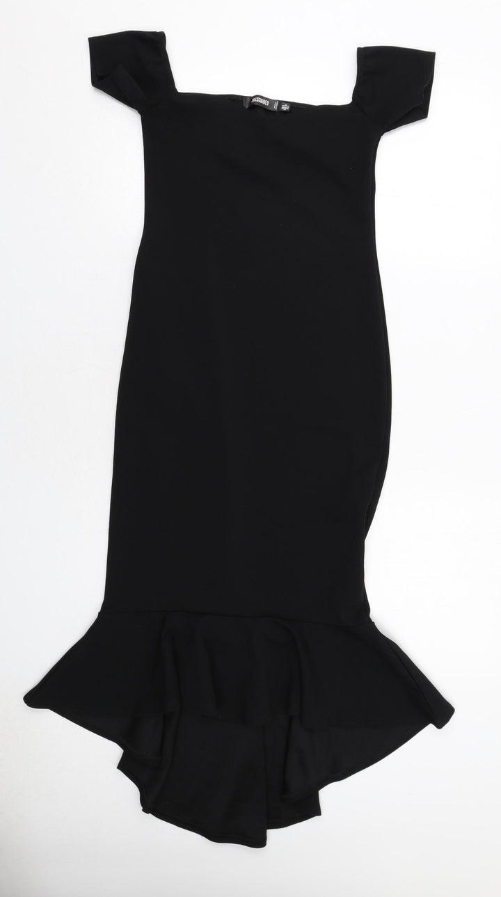 Missguided Womens Black Polyester Fit & Flare Size 8 Square Neck Pullover