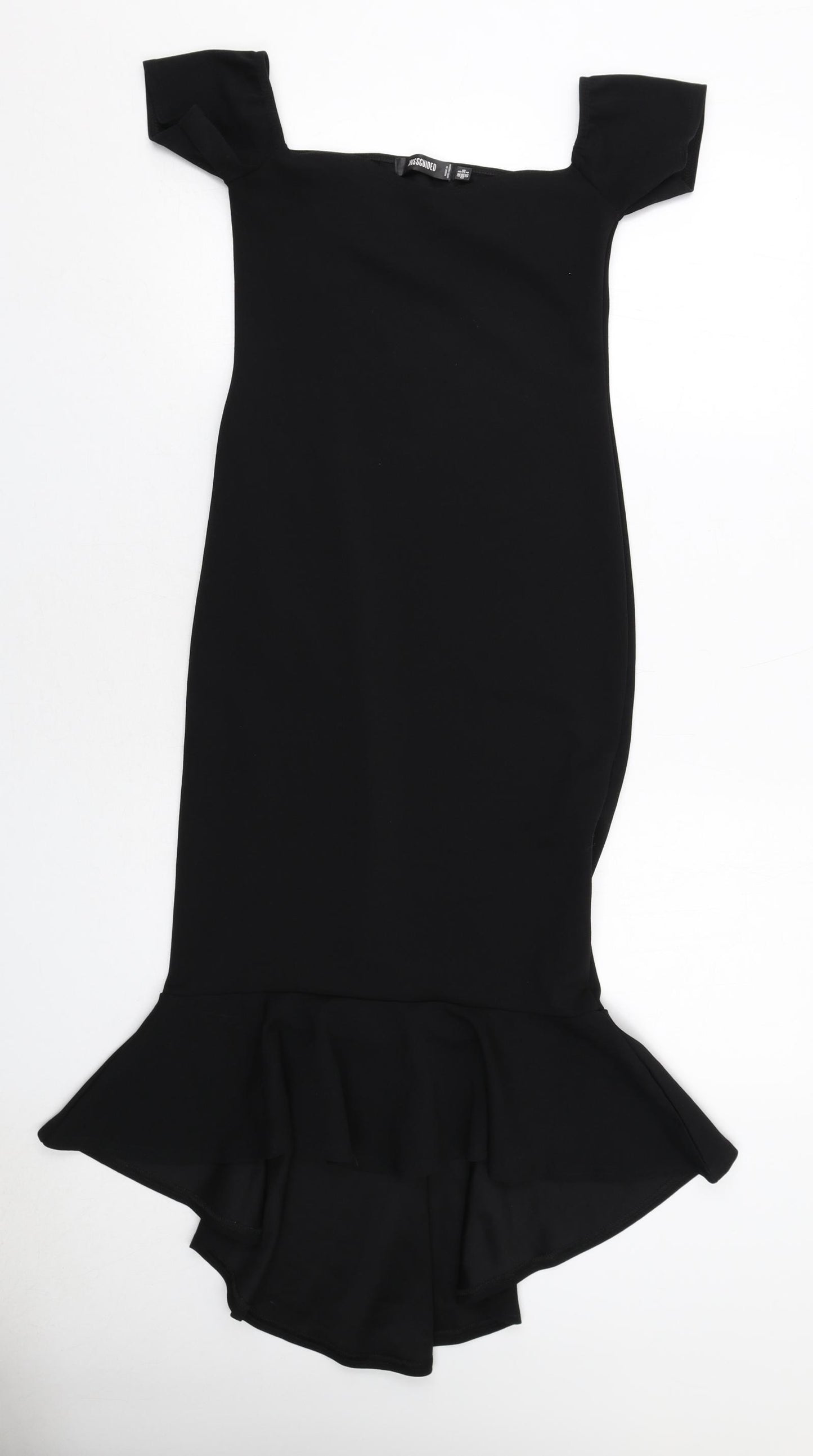 Missguided Womens Black Polyester Fit & Flare Size 8 Square Neck Pullover