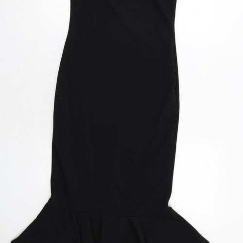 Missguided Womens Black Polyester Fit & Flare Size 8 Square Neck Pullover