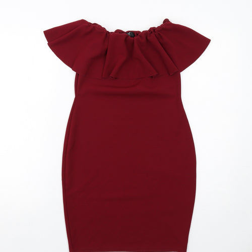 IX London Womens Red Polyester Bodycon Size 10 Round Neck Pullover