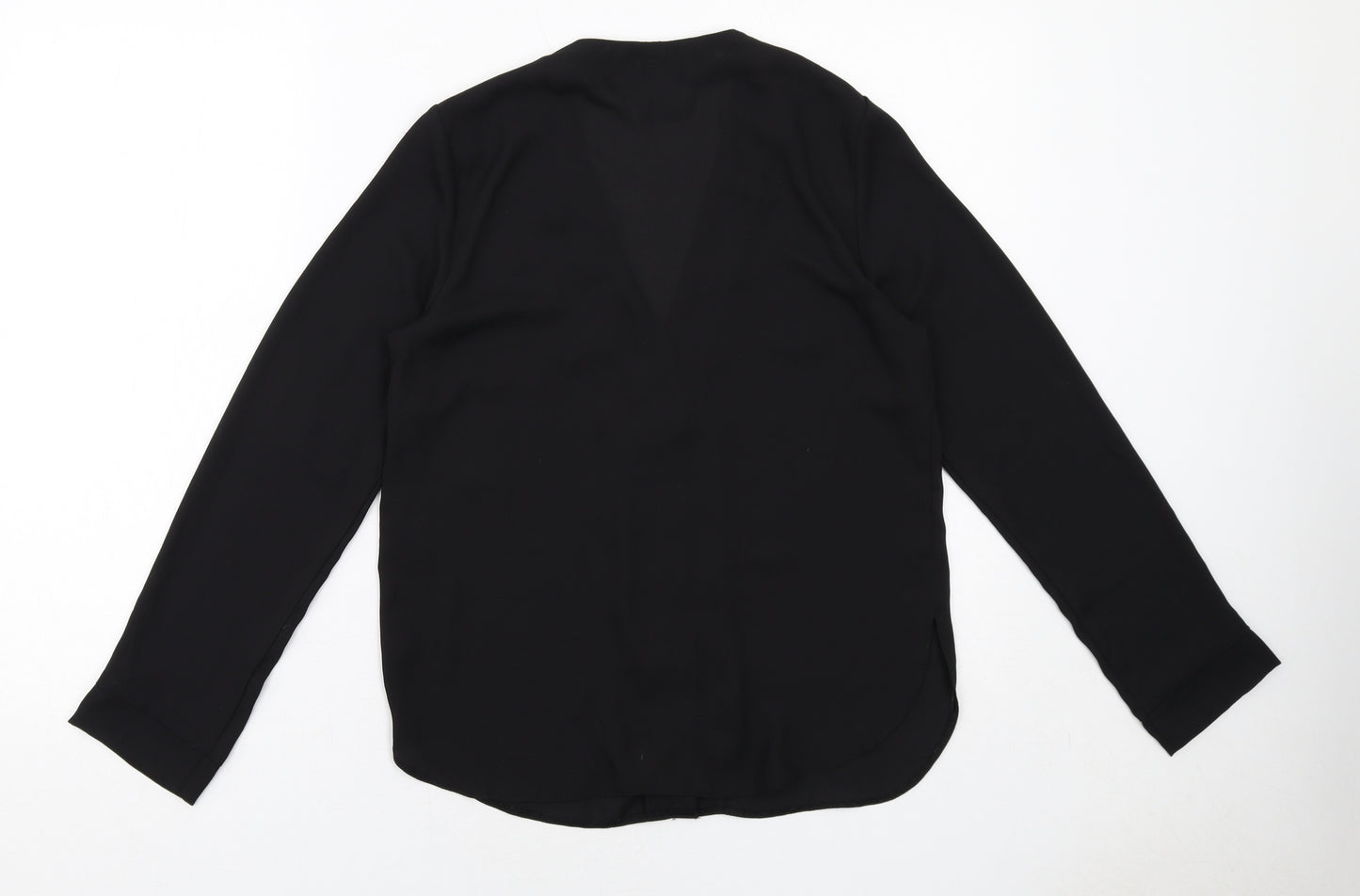 ASOS Womens Black Polyester Basic Button-Up Size 8 V-Neck