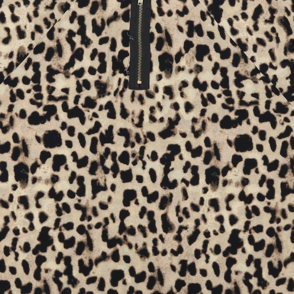 River Island Womens Brown Animal Print Polyester Basic Blouse Size 10 Round Neck - Leopard Print