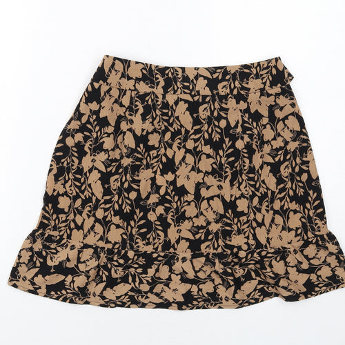 Urban Bliss Womens Brown Floral Polyester Skater Skirt Size 8 Button