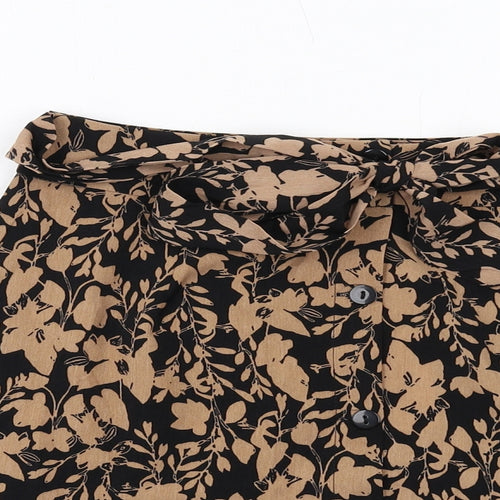 Urban Bliss Womens Brown Floral Polyester Skater Skirt Size 8 Button