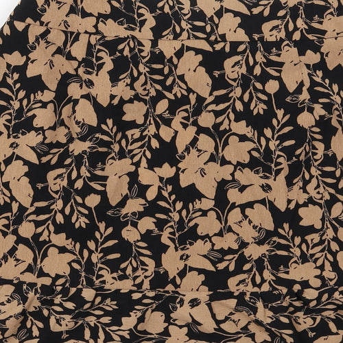 Urban Bliss Womens Brown Floral Polyester Skater Skirt Size 8 Button