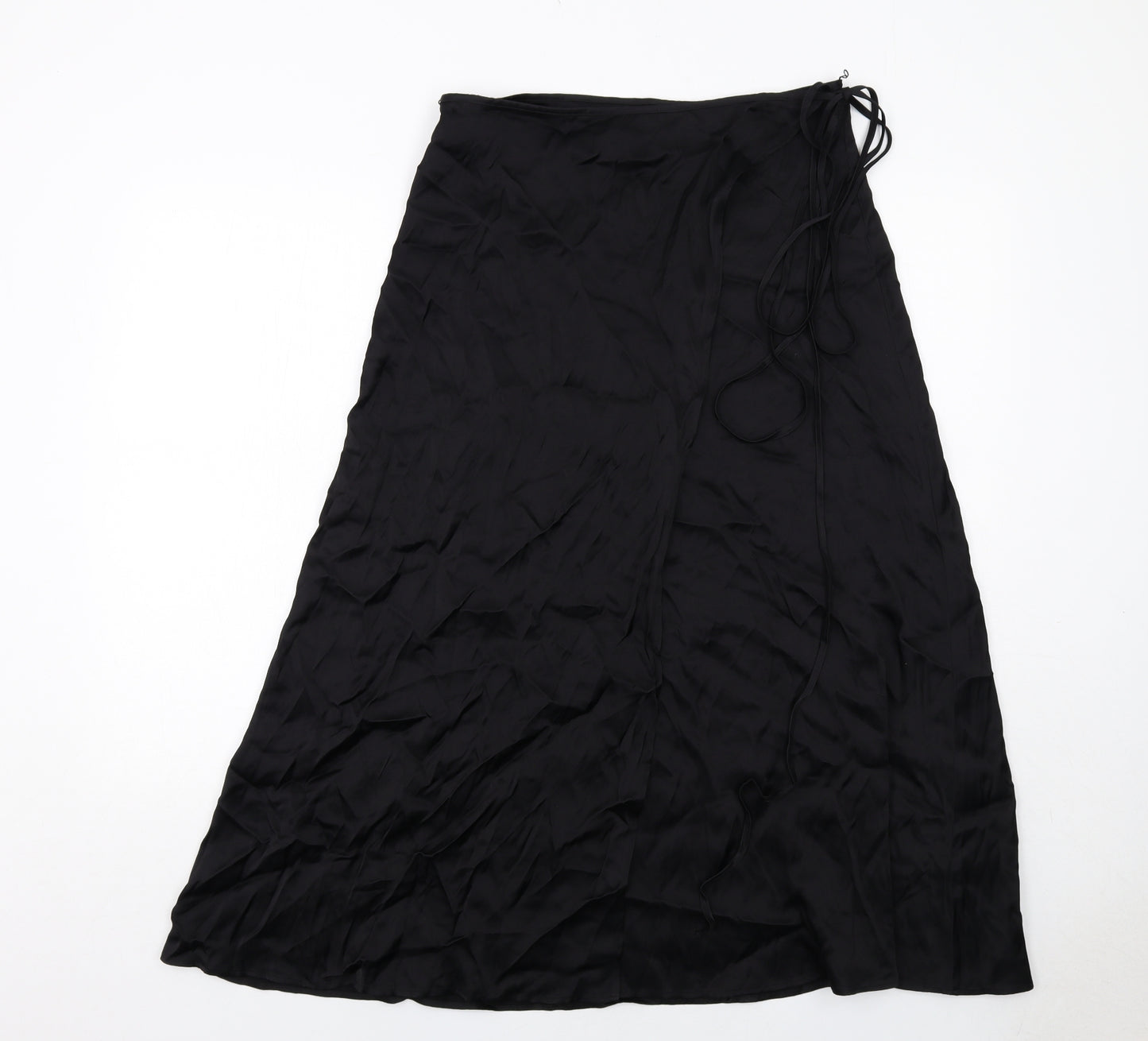 H&M Womens Black Polyester Wrap Skirt Size 12 Tie
