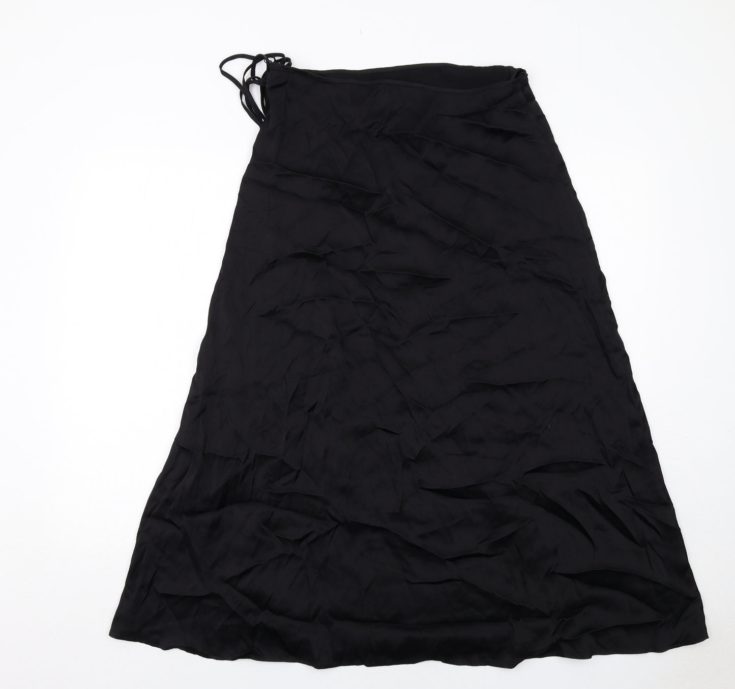 H&M Womens Black Polyester Wrap Skirt Size 12 Tie
