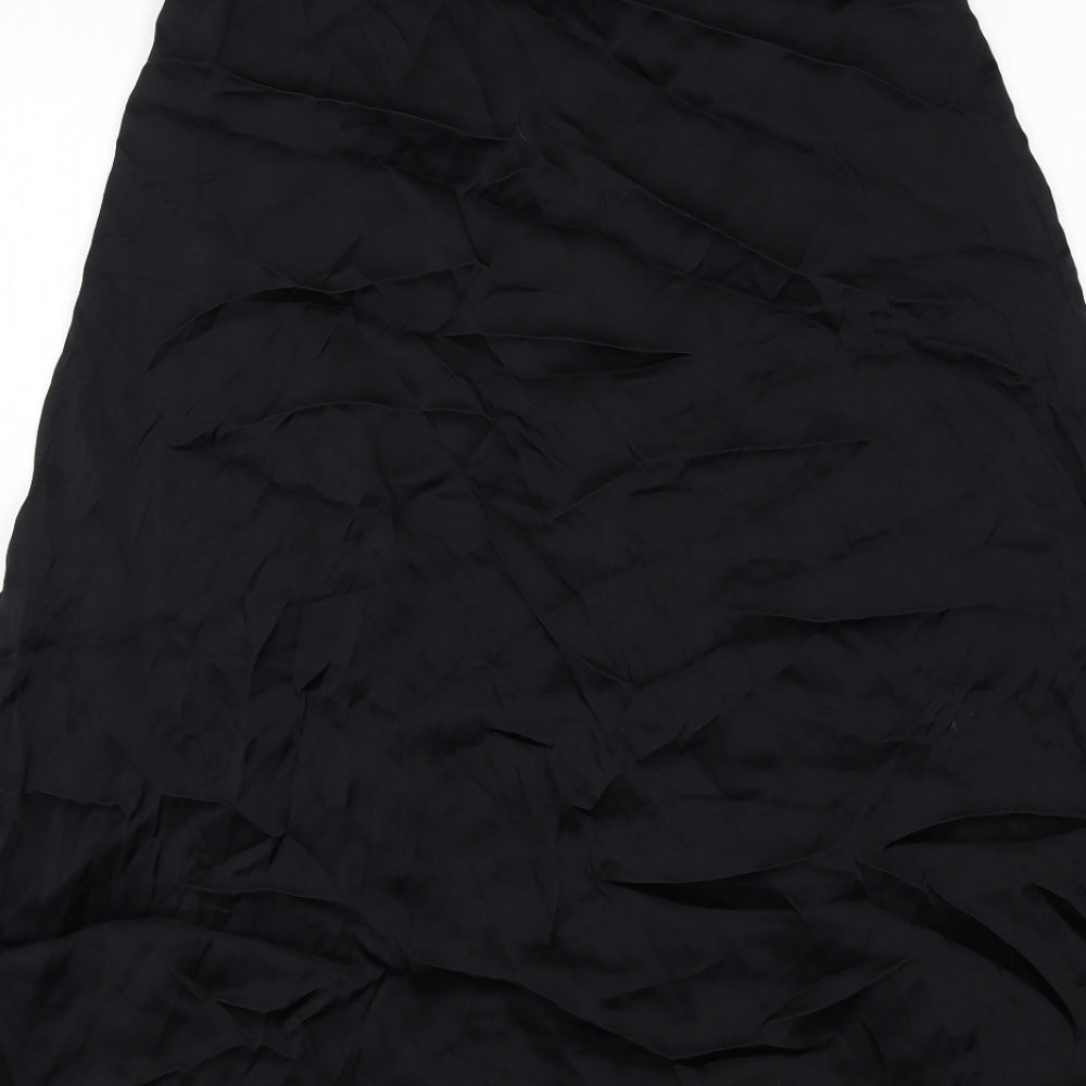 H&M Womens Black Polyester Wrap Skirt Size 12 Tie