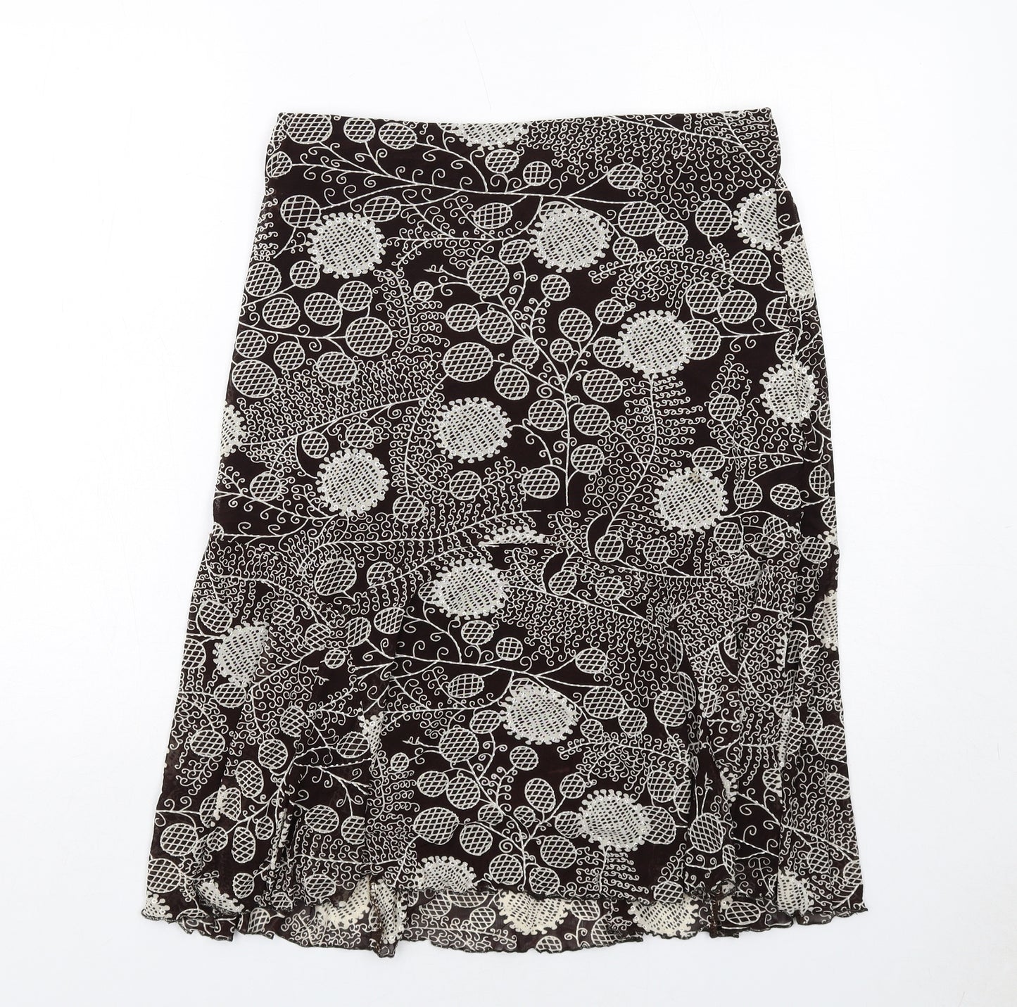 Shannon Womens Brown Geometric Polyester Swing Skirt Size L