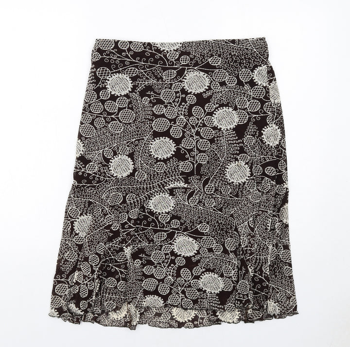 Shannon Womens Brown Geometric Polyester Swing Skirt Size L