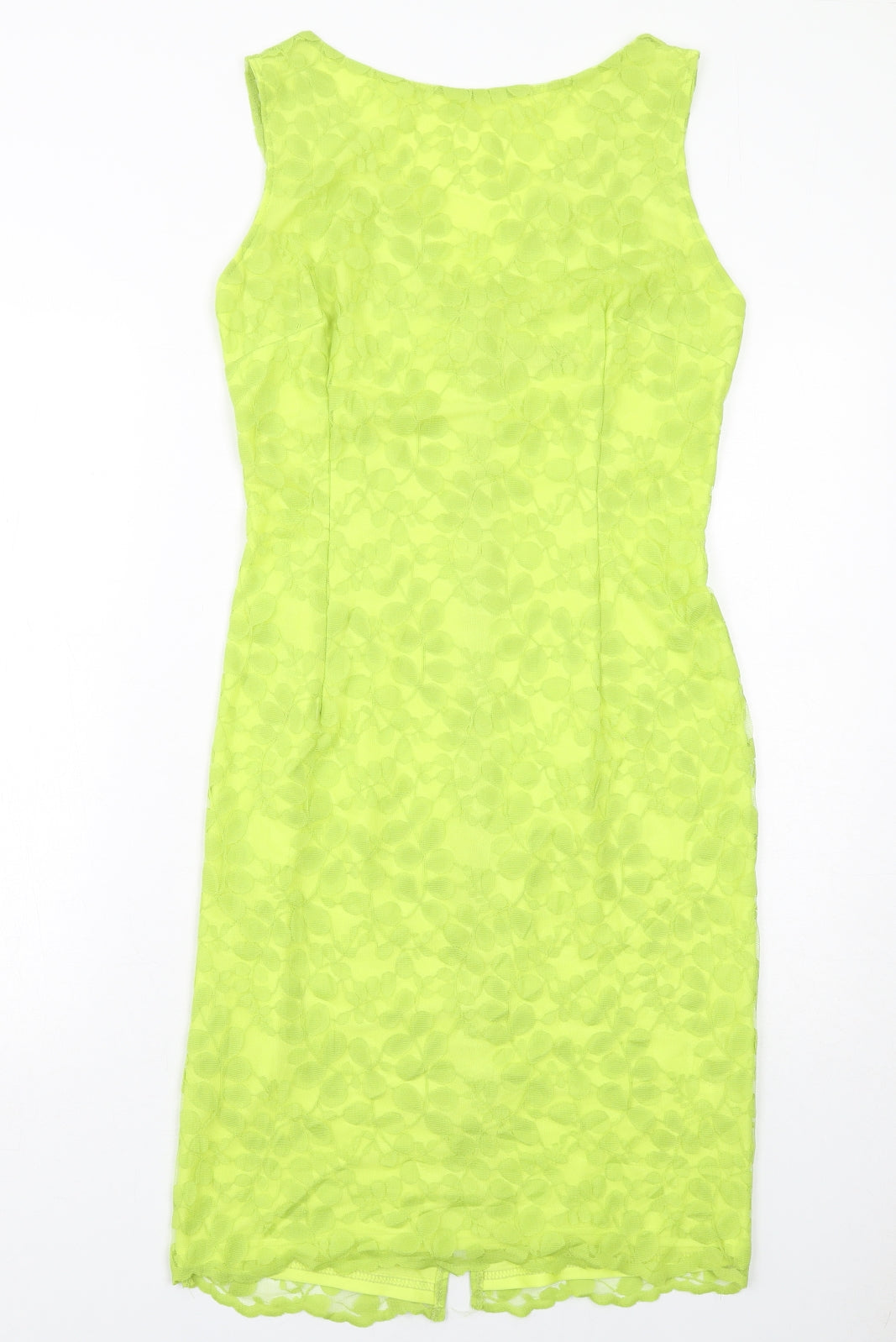 Amy Childs Womens Yellow Geometric Nylon Shift Size 12 Round Neck Zip