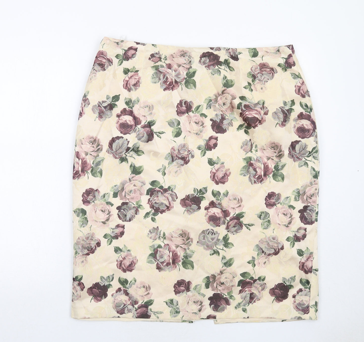 essence Womens Ivory Floral Polyester Straight & Pencil Skirt Size 22 Zip