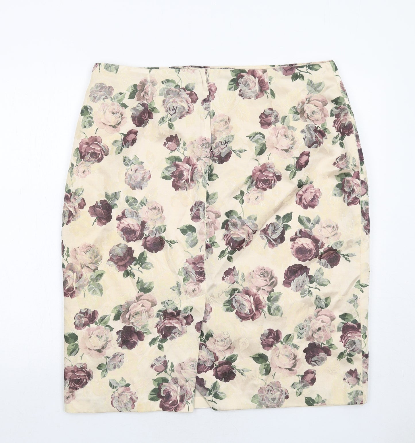 essence Womens Ivory Floral Polyester Straight & Pencil Skirt Size 22 Zip