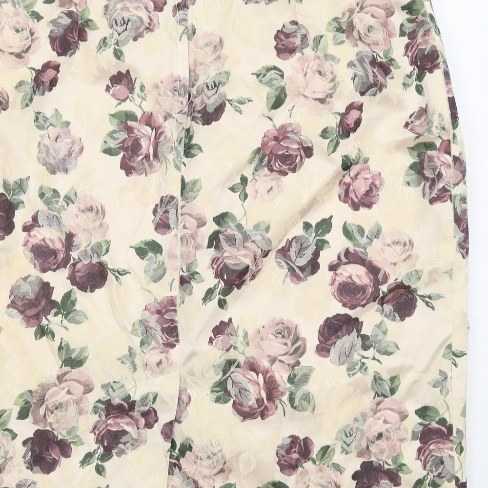 essence Womens Ivory Floral Polyester Straight & Pencil Skirt Size 22 Zip