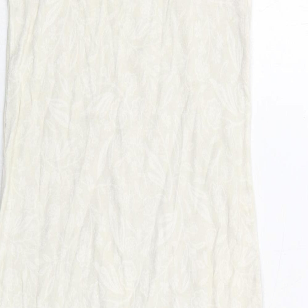 Freesoul Womens Beige Geometric Cotton Slip Dress Size S Round Neck Pullover