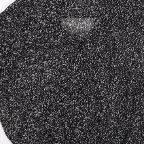 River Island Womens Black Geometric Polyester Basic Blouse Size 8 V-Neck