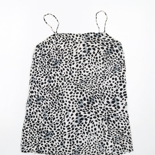 Motel Womens White Animal Print Viscose Slip Dress Size M Cowl Neck Pullover - Cheetah Pattern