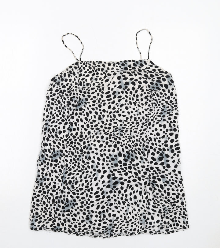 Motel Womens White Animal Print Viscose Slip Dress Size M Cowl Neck Pullover - Cheetah Pattern