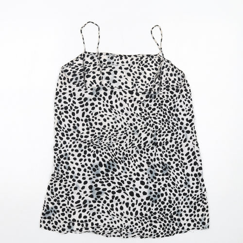 Motel Womens White Animal Print Viscose Slip Dress Size M Cowl Neck Pullover - Cheetah Pattern