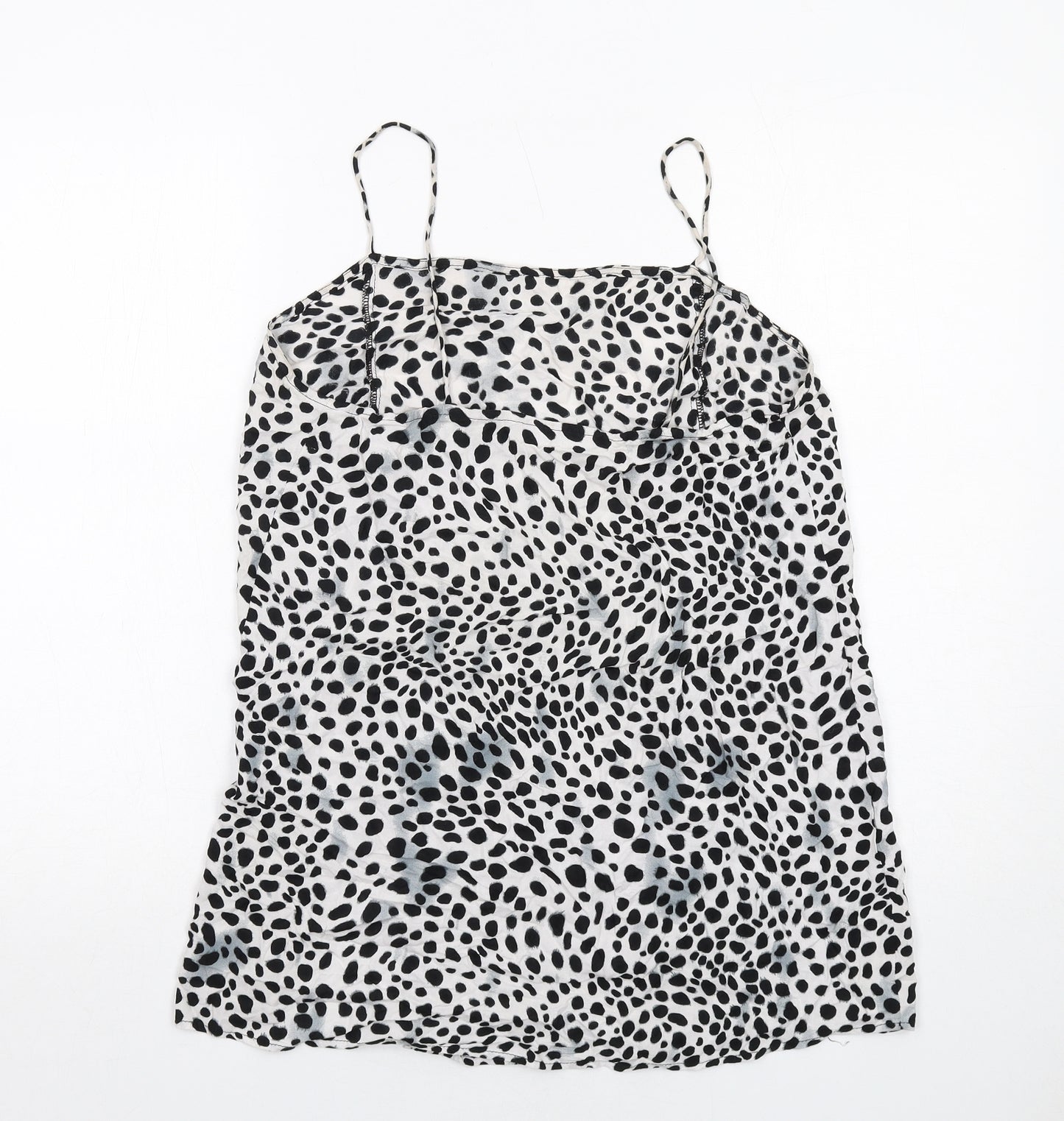 Motel Womens White Animal Print Viscose Slip Dress Size M Cowl Neck Pullover - Cheetah Pattern