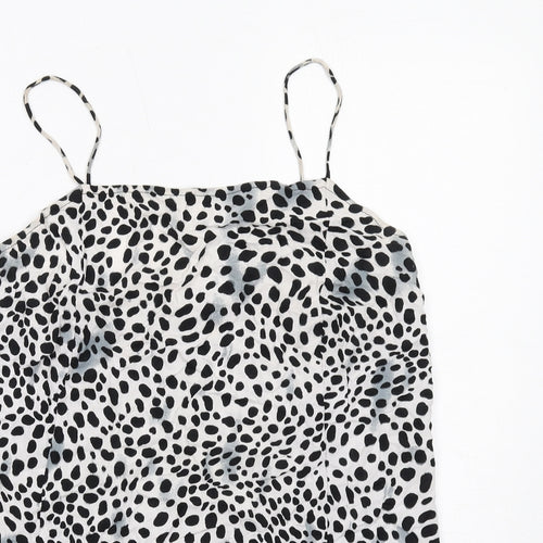 Motel Womens White Animal Print Viscose Slip Dress Size M Cowl Neck Pullover - Cheetah Pattern