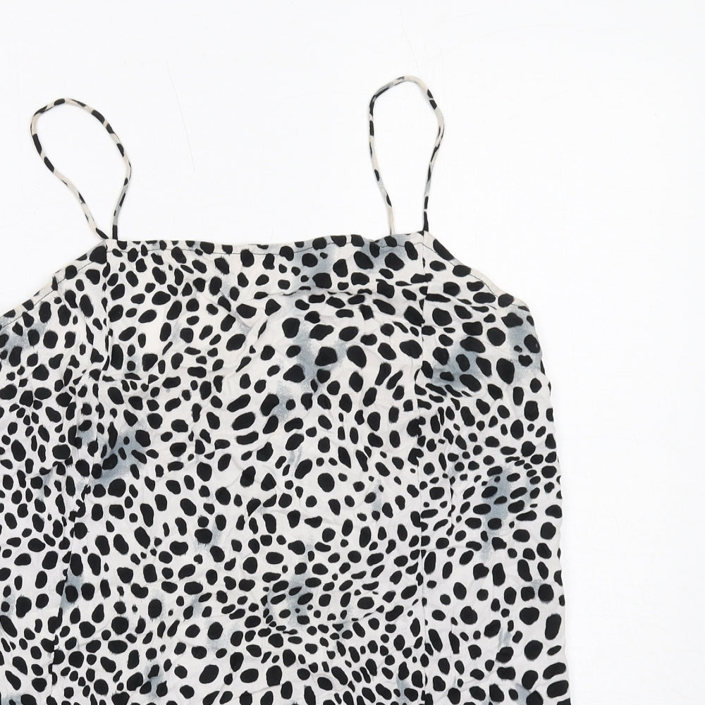 Motel Womens White Animal Print Viscose Slip Dress Size M Cowl Neck Pullover - Cheetah Pattern