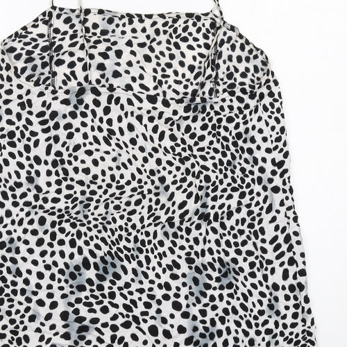Motel Womens White Animal Print Viscose Slip Dress Size M Cowl Neck Pullover - Cheetah Pattern