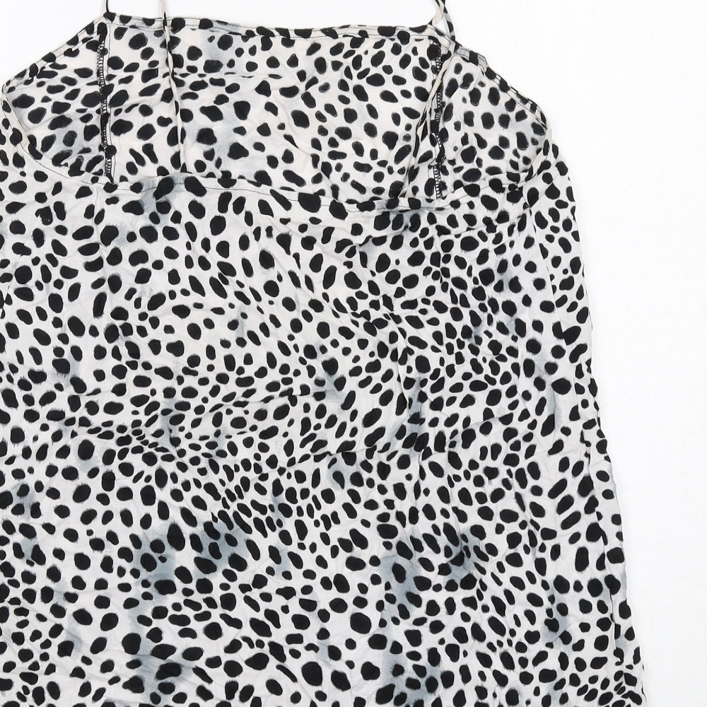 Motel Womens White Animal Print Viscose Slip Dress Size M Cowl Neck Pullover - Cheetah Pattern