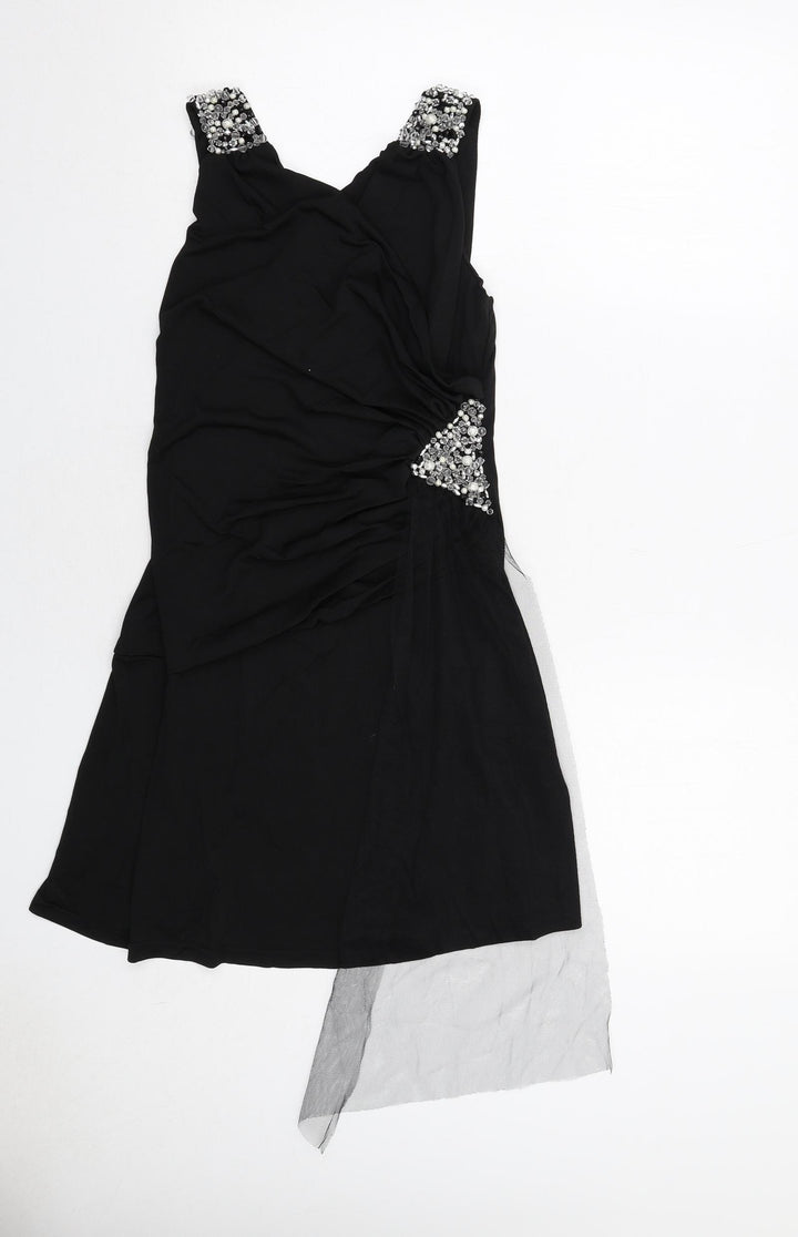 Fly Southeast Womens Black Viscose Trapeze & Swing Size L V-Neck Pullover