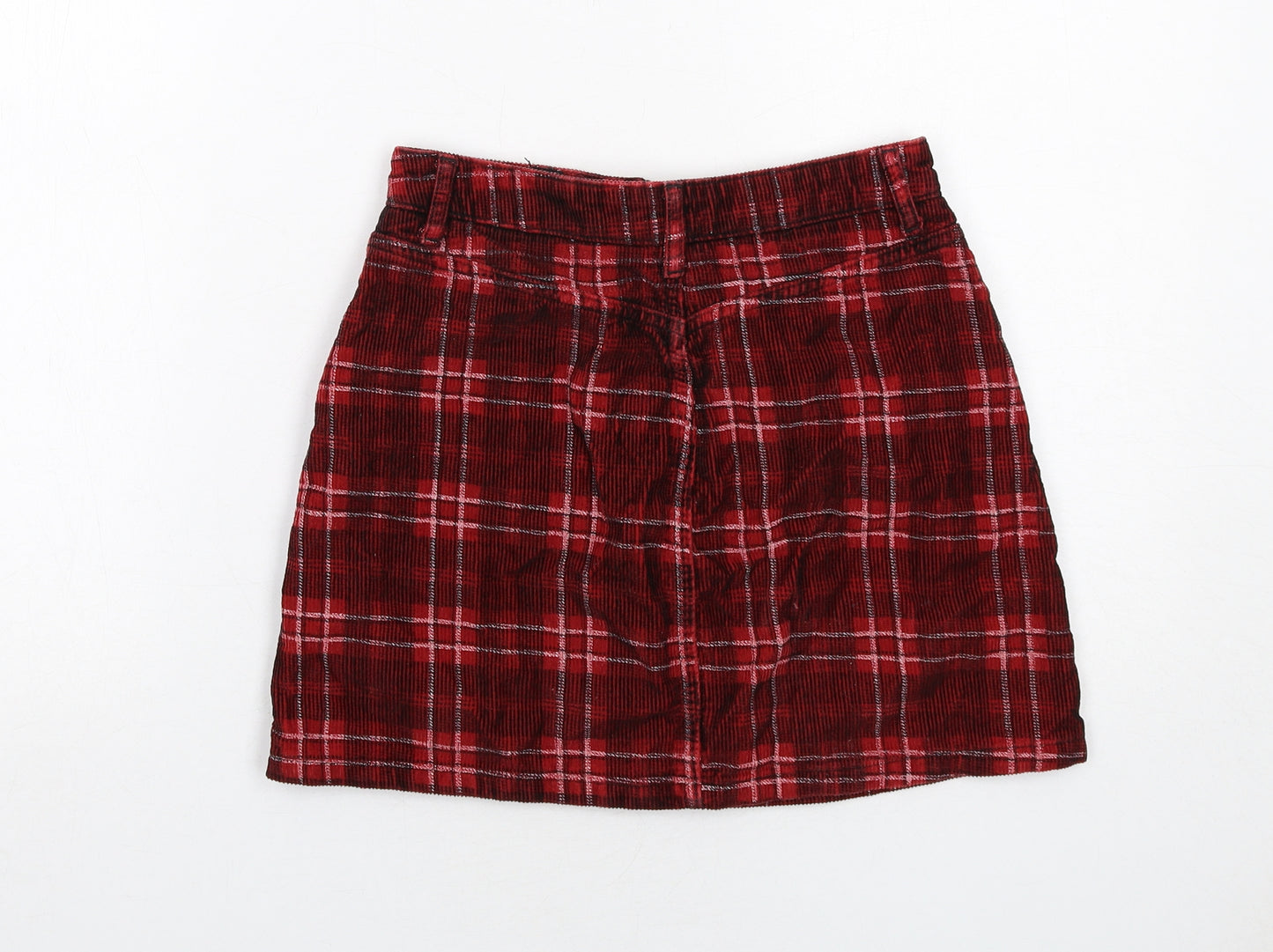 Topshop Womens Red Plaid Cotton Mini Skirt Size 8 Zip