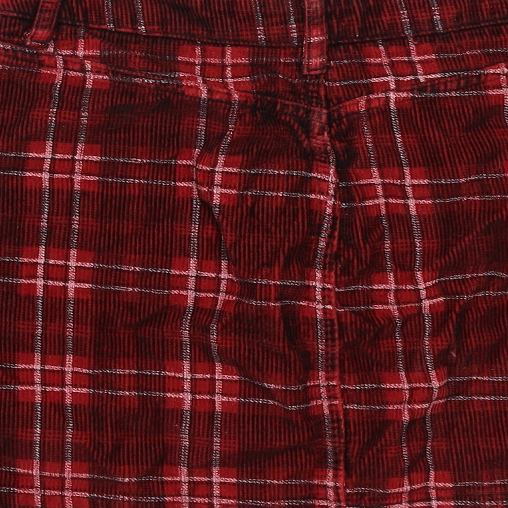 Topshop Womens Red Plaid Cotton Mini Skirt Size 8 Zip