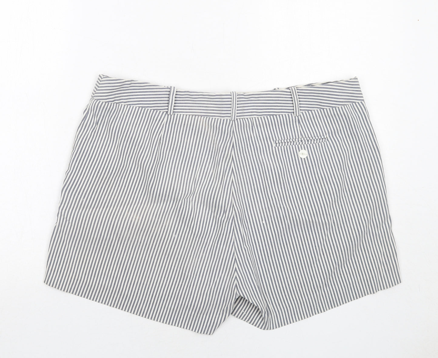 Principles Womens Blue Striped Viscose Chino Shorts Size 18 Regular Zip